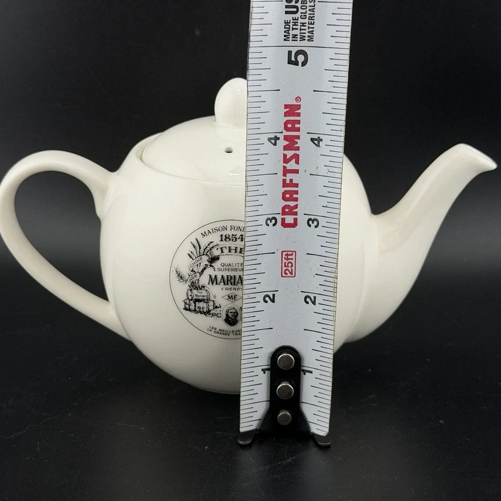 Mariage Freres Paris White Porcelain Teapot with Lid 1854 Logo